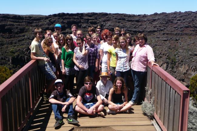 La Réunion: Gruppenbild auf erloschenem Krater